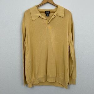 Jos. A Bank 100% Silk Golden Tan Collared knit sweater size XXL